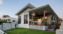 Sustainably built home in late afternoon light